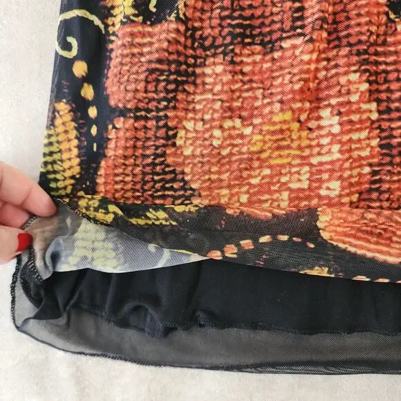 Desigual by Christian Lacoix XS pleated mesh waist Artsy Boho Festival floral - Picture 12 of 16